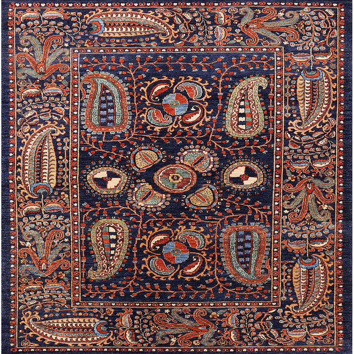 Square Mid-Century Modern Rose Purple Oriental Rug, urb1148