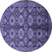 Round Oriental Blue Industrial Rug, urb1149blu