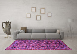 Machine Washable Oriental Purple Industrial Area Rugs in a Living Room, wshurb1149pur