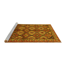 Sideview of Machine Washable Oriental Yellow Industrial Rug, wshurb1149yw