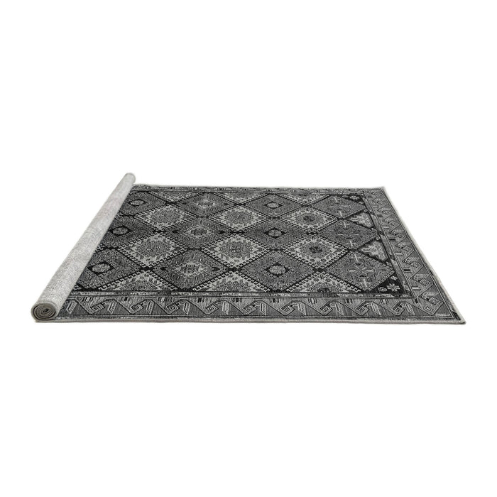 Sideview of Machine Washable Oriental Gray Industrial Rug, wshurb1149gry