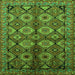 Square Machine Washable Oriental Green Industrial Area Rugs, wshurb1149grn