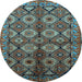 Round Oriental Light Blue Industrial Rug, urb1149lblu