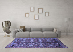 Machine Washable Oriental Blue Industrial Rug in a Living Room, wshurb1149blu
