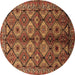 Round Oriental Brown Industrial Rug, urb1149brn