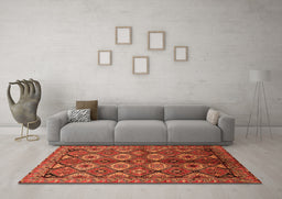 Machine Washable Oriental Orange Industrial Area Rugs in a Living Room, wshurb1149org