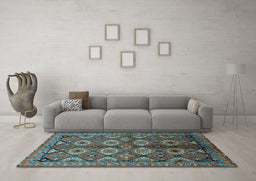 Machine Washable Oriental Light Blue Industrial Rug in a Living Room, wshurb1149lblu