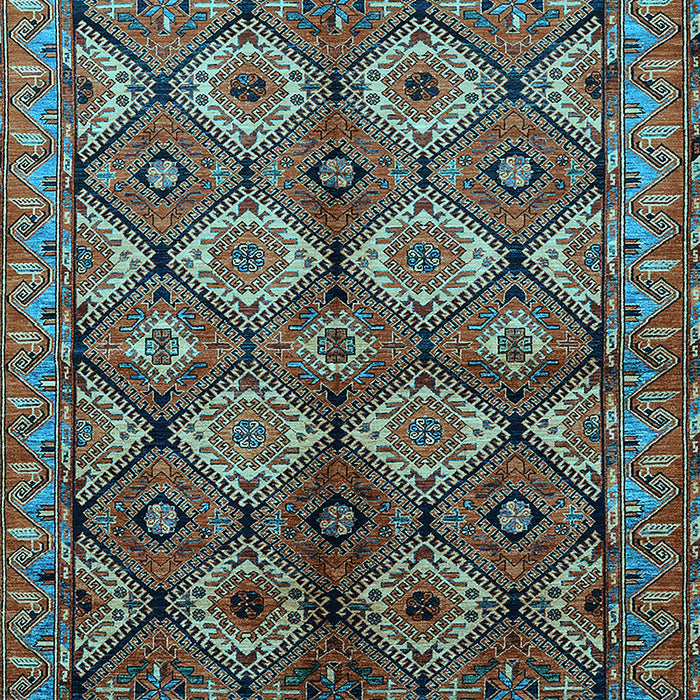 Machine Washable Oriental Light Blue Industrial Rug, wshurb1149lblu