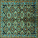 Square Oriental Turquoise Industrial Rug, urb1149turq