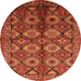 Round Oriental Orange Industrial Rug, urb1149org