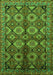 Machine Washable Oriental Green Industrial Area Rugs, wshurb1149grn