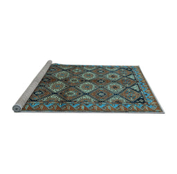 Sideview of Machine Washable Oriental Light Blue Industrial Rug, wshurb1149lblu