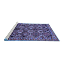 Sideview of Machine Washable Oriental Blue Industrial Rug, wshurb1149blu