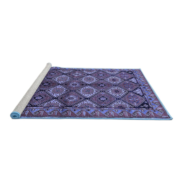 Sideview of Machine Washable Oriental Blue Industrial Rug, wshurb1149blu