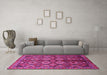 Machine Washable Oriental Pink Industrial Rug in a Living Room, wshurb1149pnk