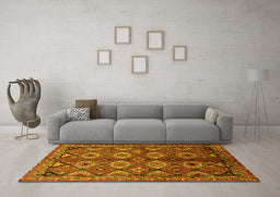 Machine Washable Oriental Yellow Industrial Rug in a Living Room, wshurb1149yw