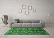 Machine Washable Oriental Emerald Green Industrial Area Rugs in a Living Room,, wshurb1149emgrn