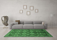 Machine Washable Oriental Emerald Green Industrial Rug, wshurb1149emgrn