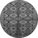 Round Machine Washable Oriental Gray Industrial Rug, wshurb1149gry