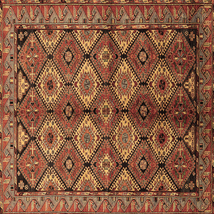 Square Machine Washable Oriental Brown Industrial Rug, wshurb1149brn