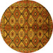 Round Oriental Yellow Industrial Rug, urb1149yw