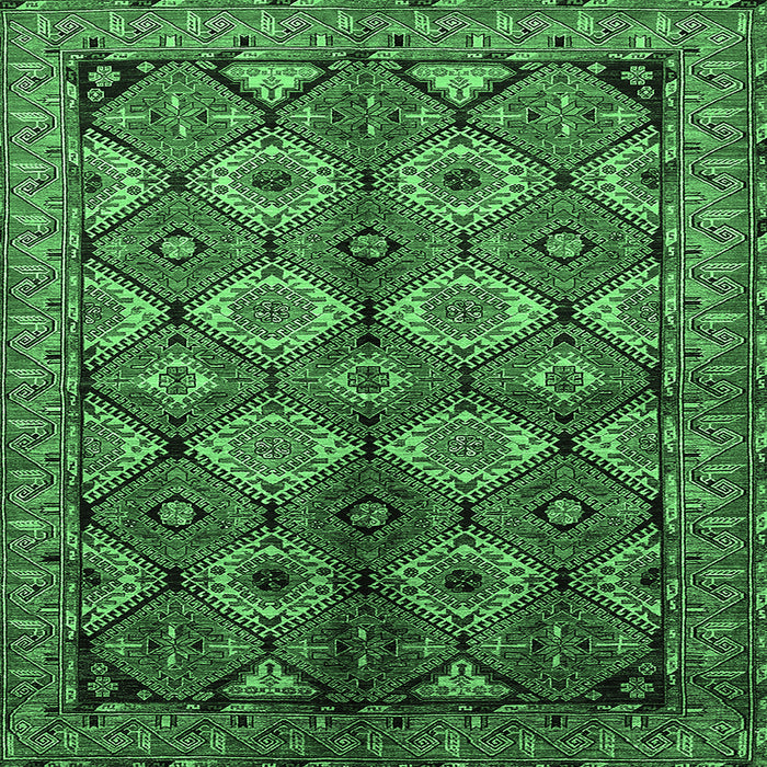 Square Oriental Emerald Green Industrial Rug, urb1149emgrn