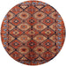 Round Mid-Century Modern Cranberry Red Oriental Rug, urb1149