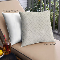 Front View of Mid-Century Modern Urban Square Champagne Beige Throw Pillow, 18 inch by 18 inch, pwurb114