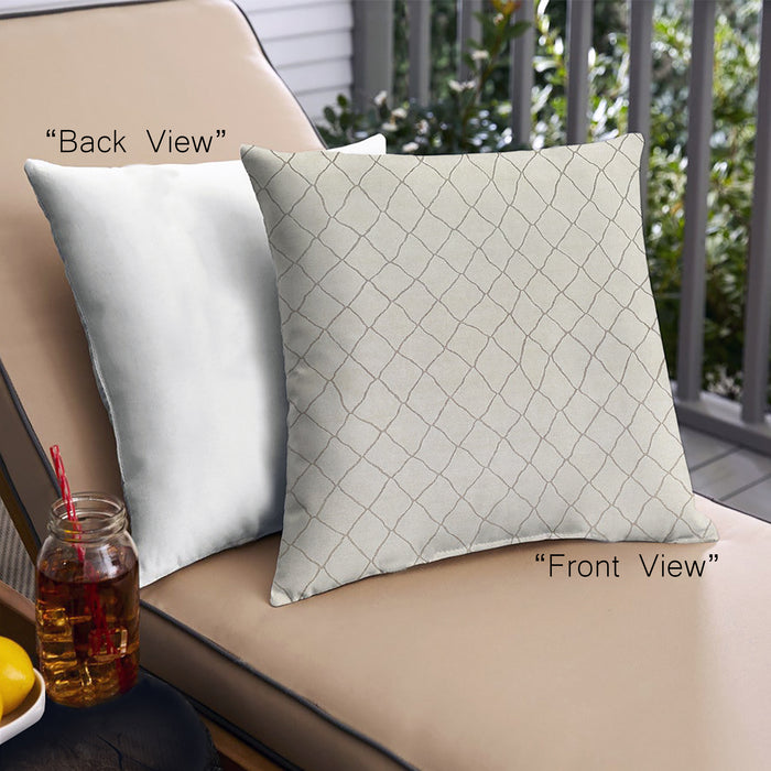 Front View of Mid-Century Modern Urban Square Champagne Beige Throw Pillow, 18 inch by 18 inch, pwurb114