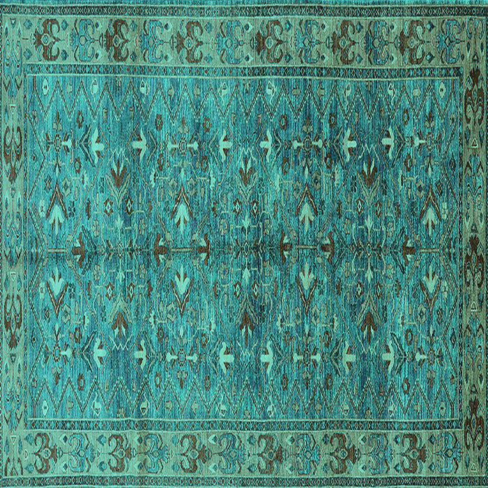 Square Oriental Turquoise Industrial Rug, urb1150turq