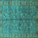 Square Oriental Turquoise Industrial Rug, urb1150turq