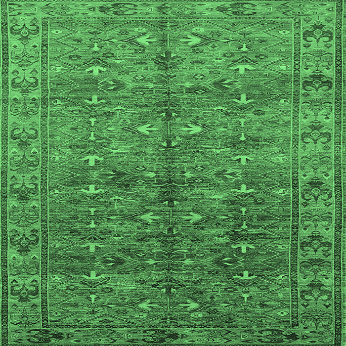 Square Machine Washable Oriental Emerald Green Industrial Area Rugs, wshurb1150emgrn