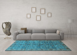 Machine Washable Oriental Light Blue Industrial Rug in a Living Room, wshurb1150lblu