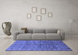 Machine Washable Oriental Blue Industrial Rug in a Living Room, wshurb1150blu