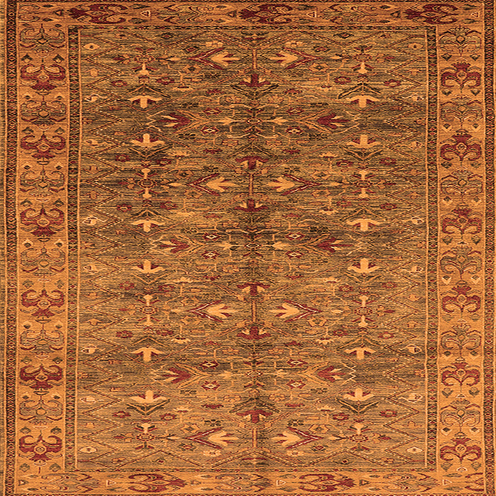 Square Machine Washable Oriental Orange Industrial Area Rugs, wshurb1150org