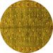 Round Oriental Yellow Industrial Rug, urb1150yw