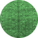 Round Oriental Emerald Green Industrial Rug, urb1150emgrn