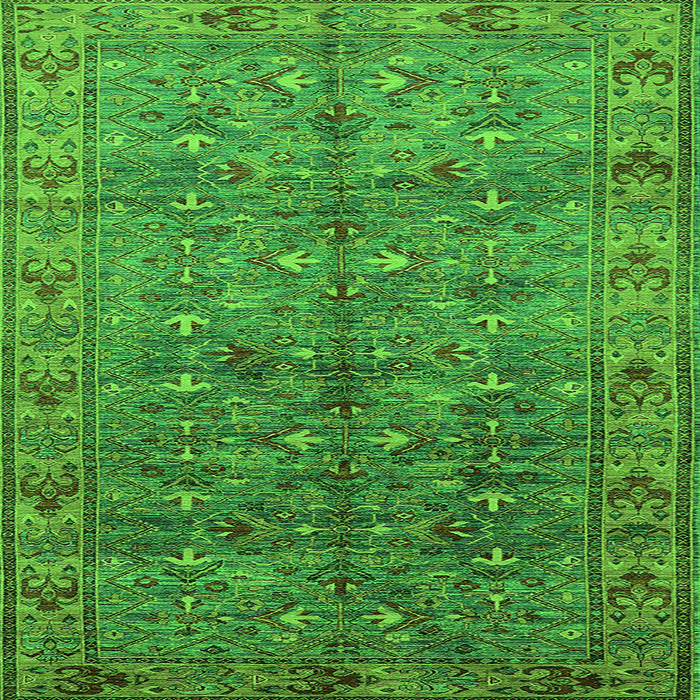 Square Machine Washable Oriental Green Industrial Area Rugs, wshurb1150grn