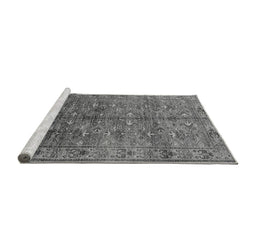 Sideview of Machine Washable Oriental Gray Industrial Rug, wshurb1150gry