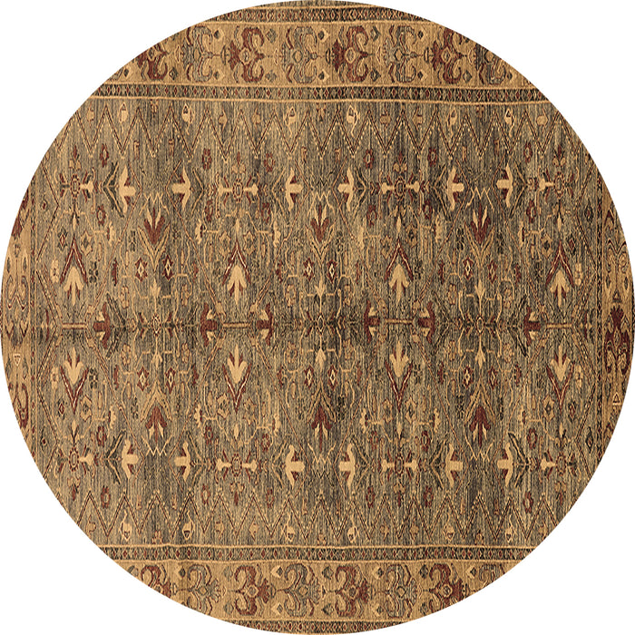 Round Machine Washable Oriental Brown Industrial Rug, wshurb1150brn