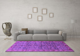 Machine Washable Oriental Purple Industrial Area Rugs in a Living Room, wshurb1150pur