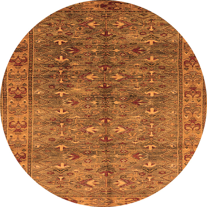 Round Machine Washable Oriental Orange Industrial Area Rugs, wshurb1150org