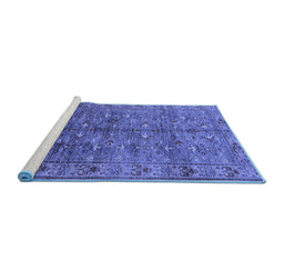 Sideview of Machine Washable Oriental Blue Industrial Rug, wshurb1150blu