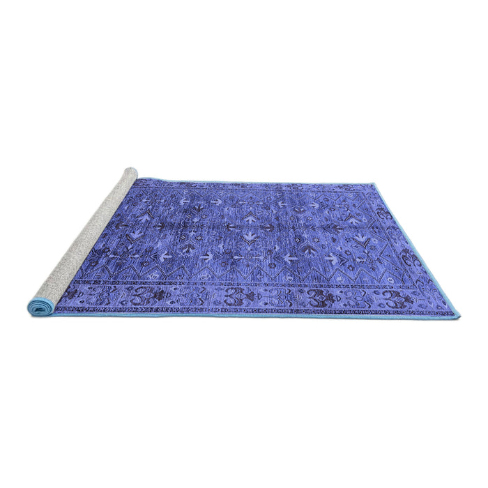 Sideview of Machine Washable Oriental Blue Industrial Rug, wshurb1150blu