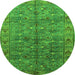 Round Oriental Green Industrial Rug, urb1150grn