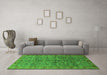 Machine Washable Oriental Green Industrial Area Rugs in a Living Room,, wshurb1150grn