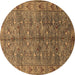 Round Oriental Brown Industrial Rug, urb1150brn