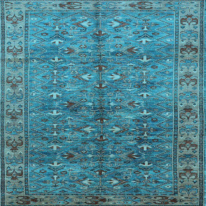 Square Machine Washable Oriental Light Blue Industrial Rug, wshurb1150lblu