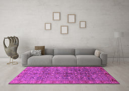 Machine Washable Oriental Pink Industrial Rug in a Living Room, wshurb1150pnk