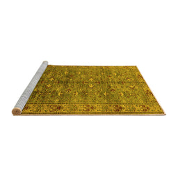 Sideview of Machine Washable Oriental Yellow Industrial Rug, wshurb1150yw